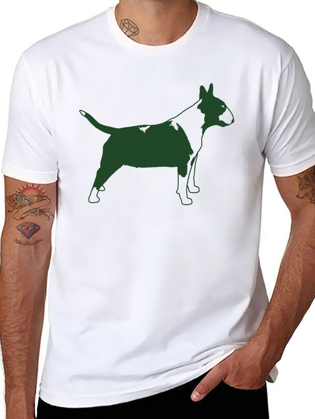 Bull Terrier Silhouette Graphic Tee - Black Cotton