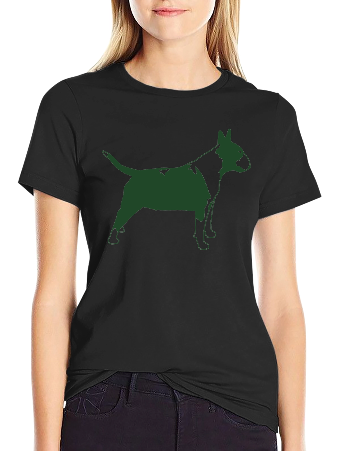 Bull Terrier Silhouette Graphic Tee - Black Cotton