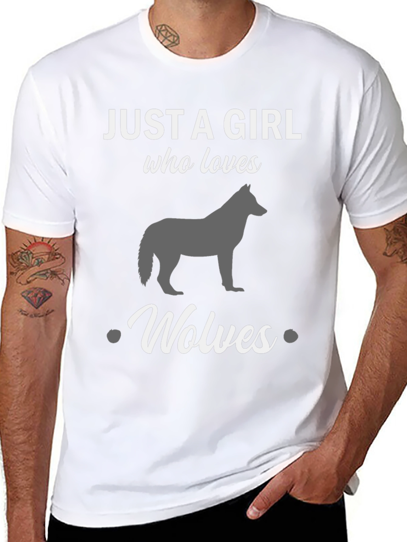 Just a Girl Who Loves Wolves Black T-Shirt