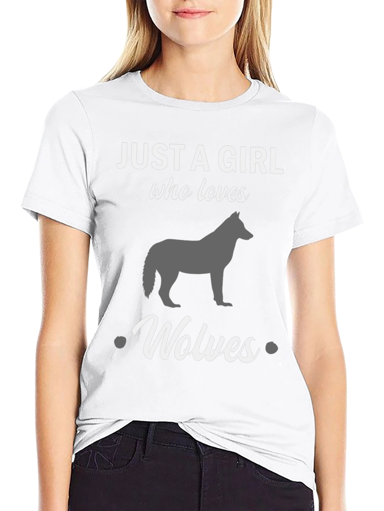 Just a Girl Who Loves Wolves Black T-Shirt