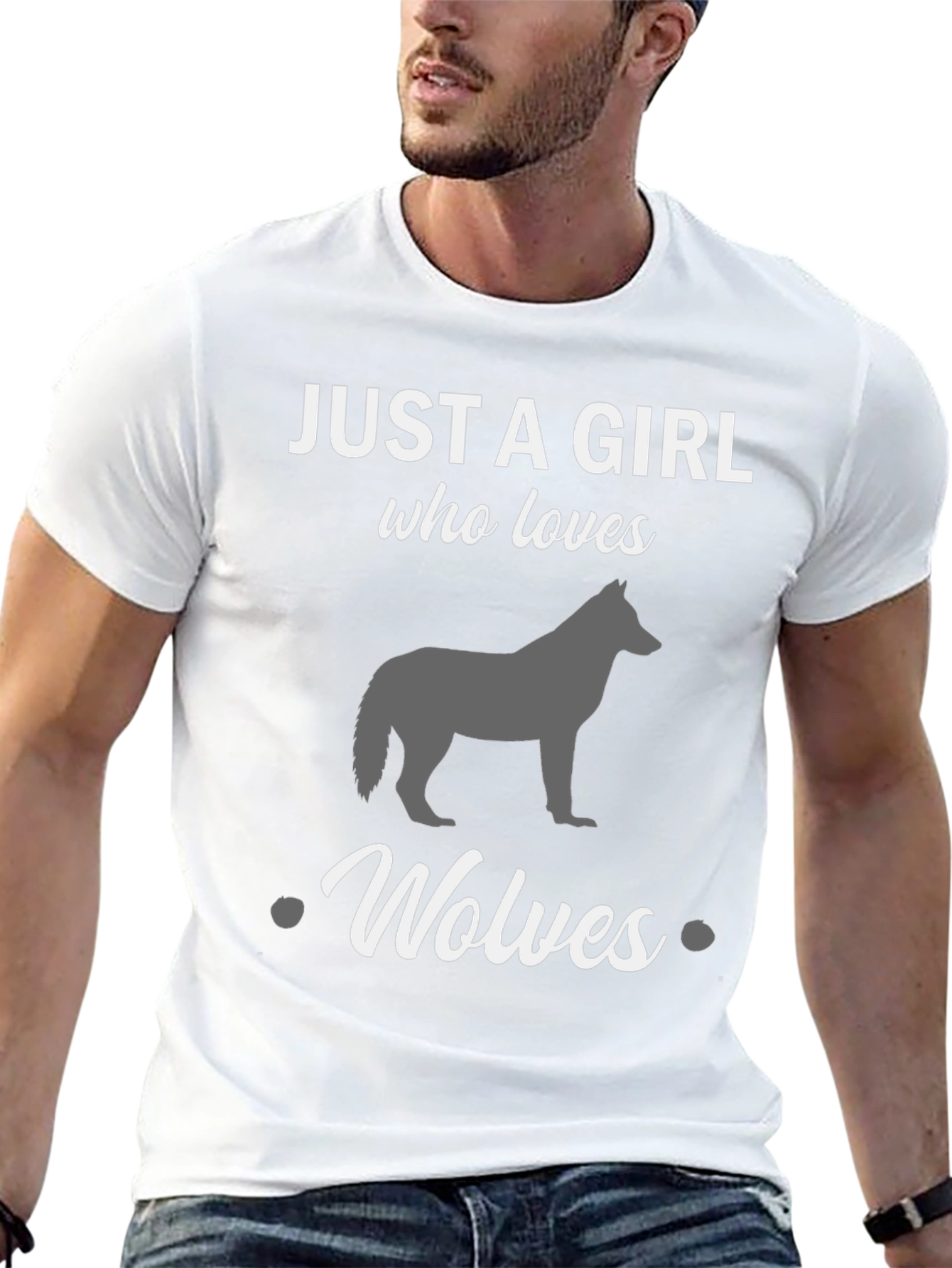 Just a Girl Who Loves Wolves Black T-Shirt