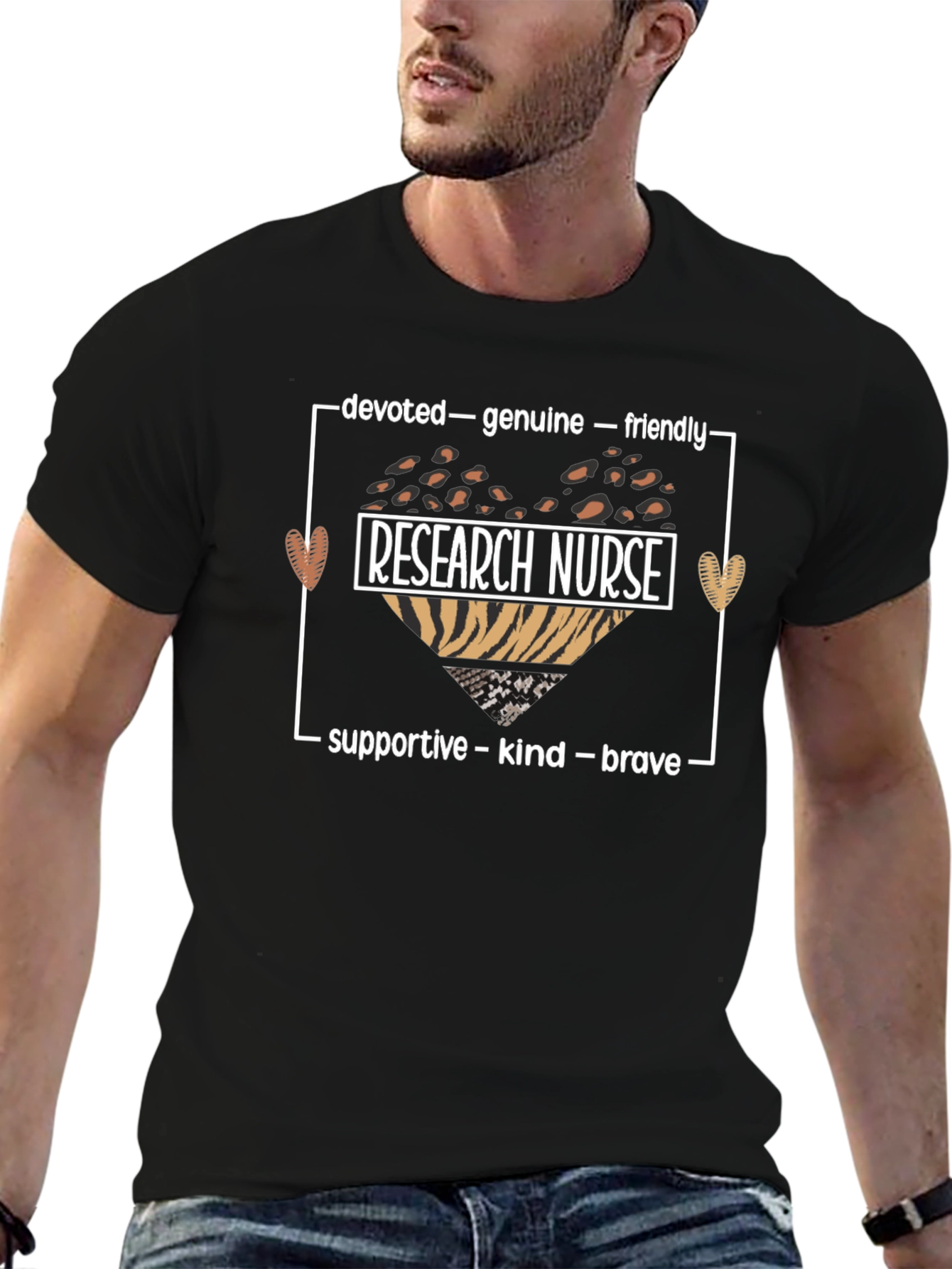 Research Nurse Leopard Heart Graphic Tee