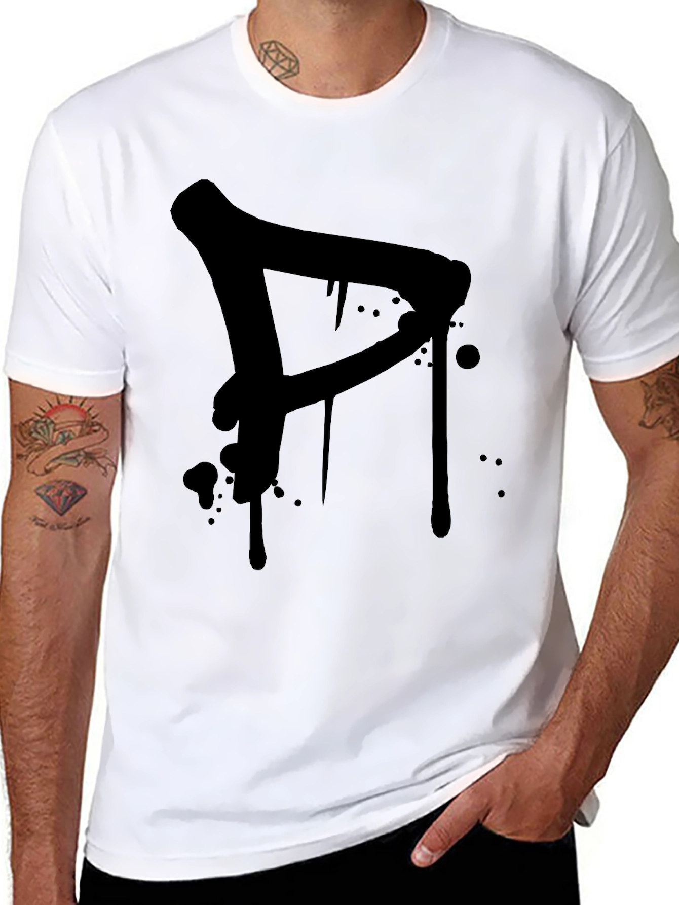 Mens Black T-Shirt with Graffiti Style Letter