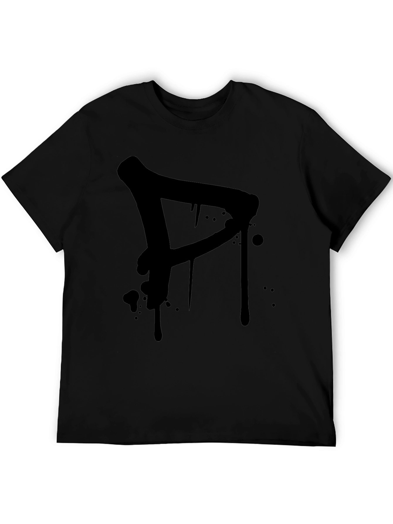 Mens Black T-Shirt with Graffiti Style Letter