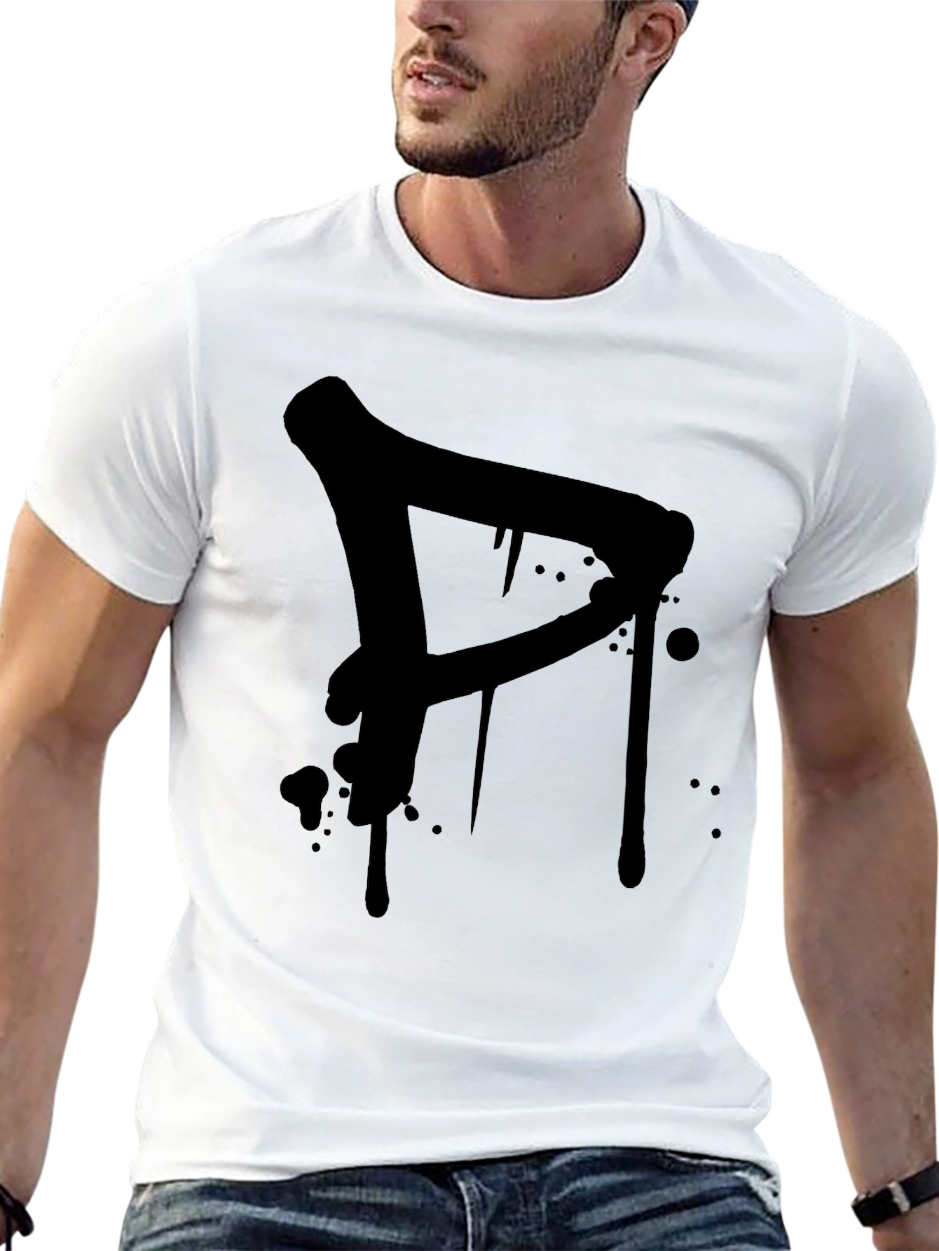 Mens Black T-Shirt with Graffiti Style Letter