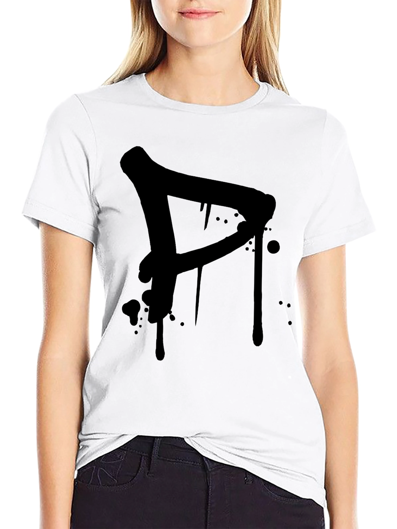 Mens Black T-Shirt with Graffiti Style Letter