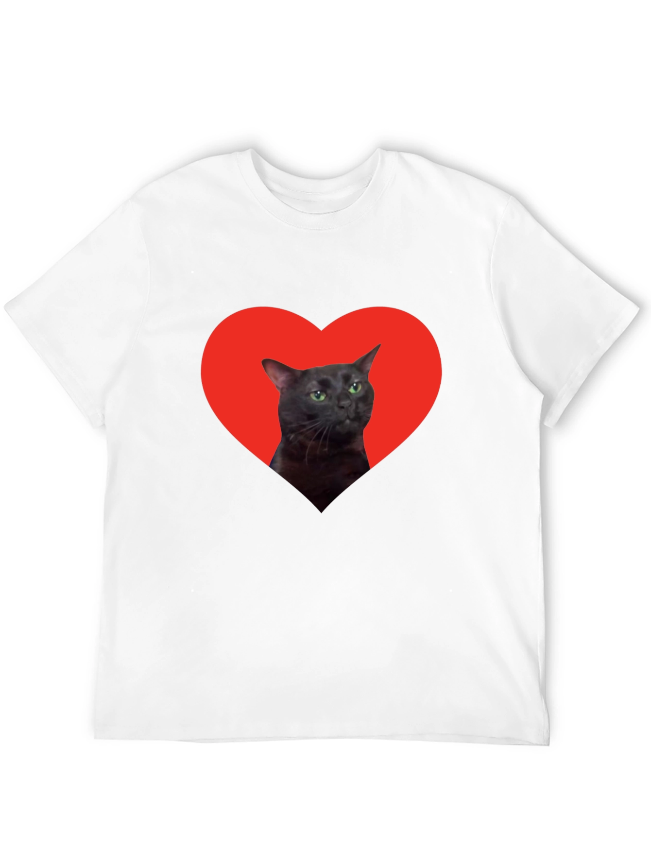 Cat Heart Graphic Tee - Black Cotton T-Shirt