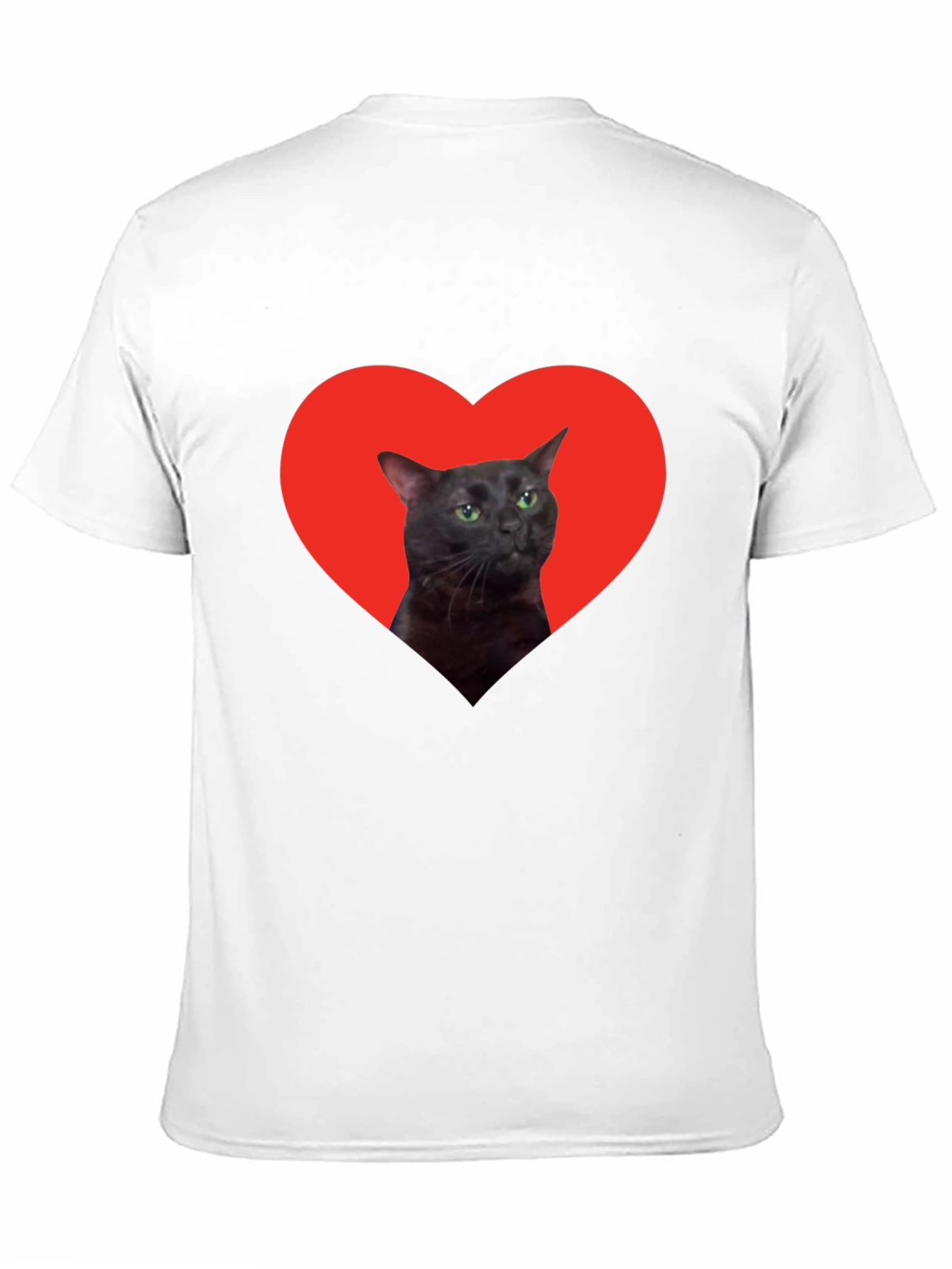 Cat Heart Graphic Tee - Black Cotton T-Shirt