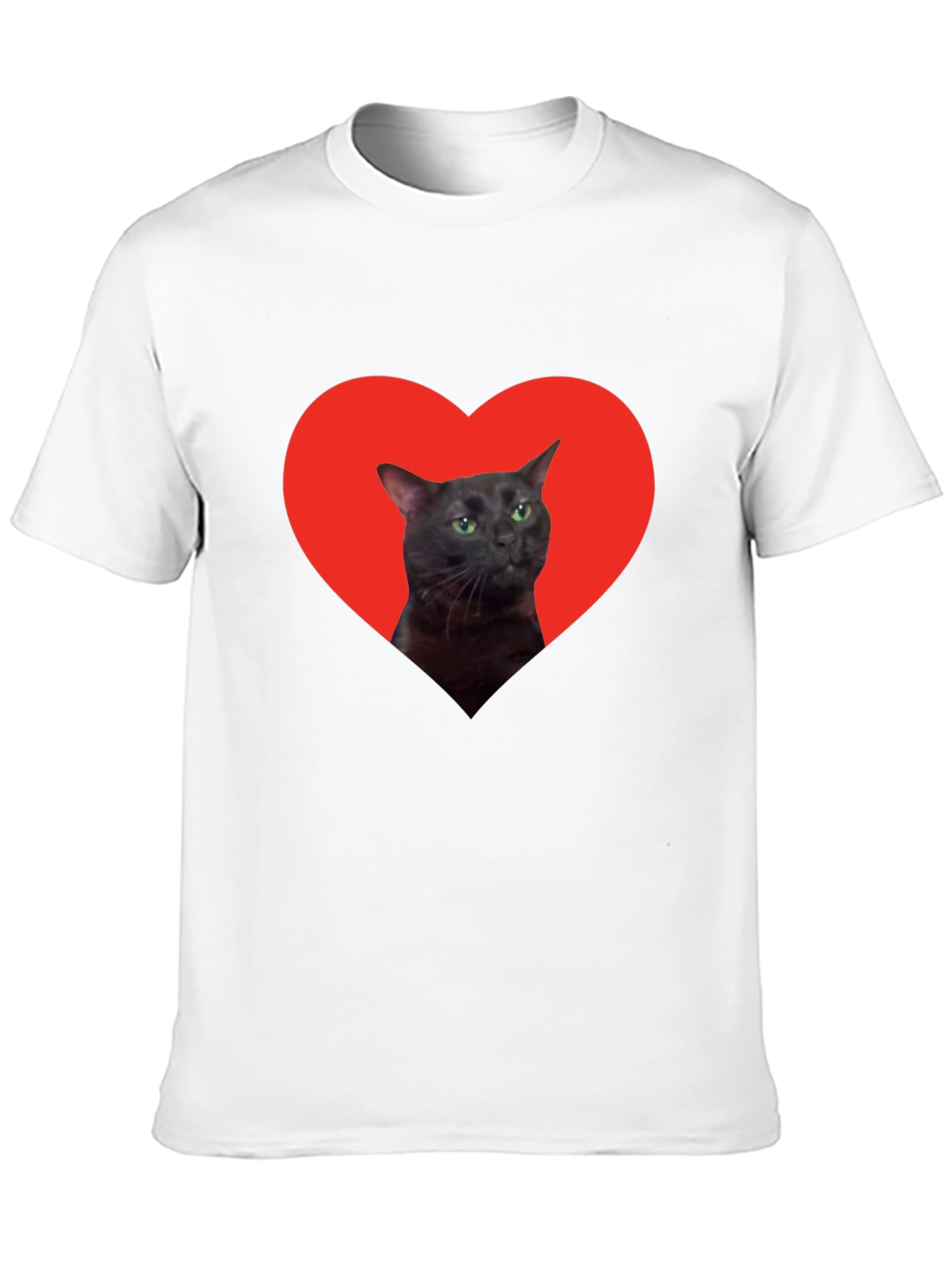 Cat Heart Graphic Tee - Black Cotton T-Shirt