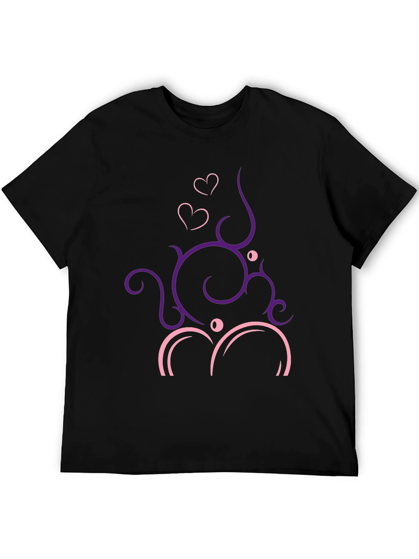 Stylish Black T-Shirt with Heart Vine Design