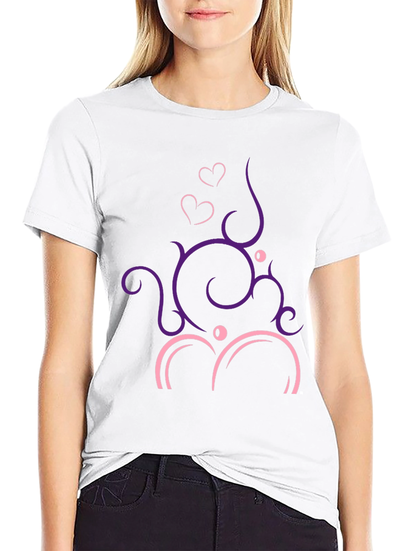 Stylish Black T-Shirt with Heart Vine Design