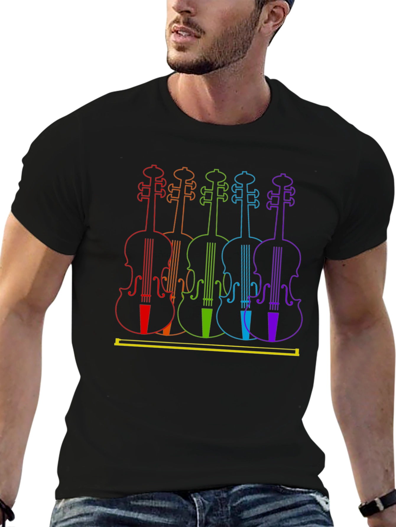 Rainbow Violin T-Shirt - Musical Art Tee