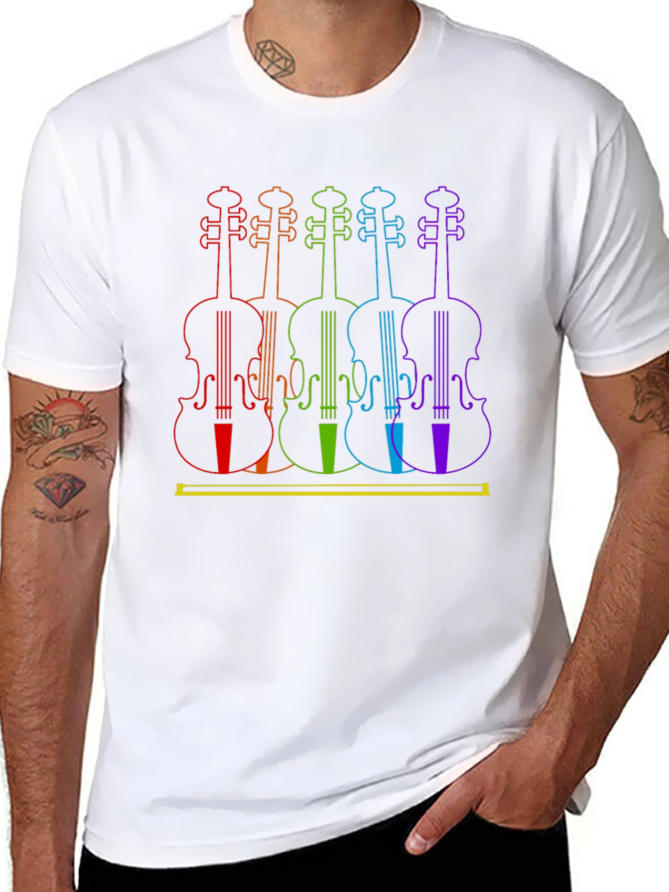 Rainbow Violin T-Shirt - Musical Art Tee