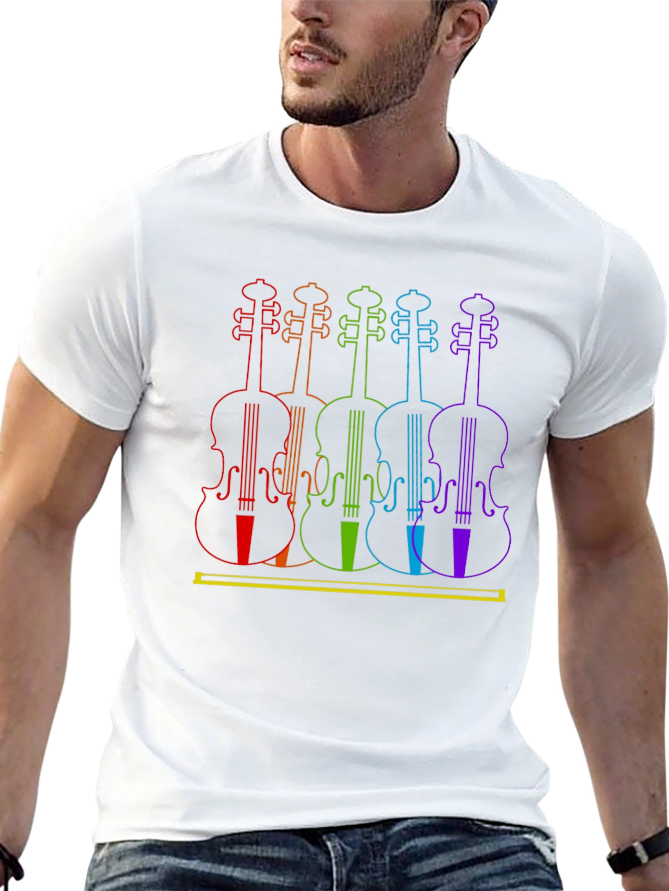 Rainbow Violin T-Shirt - Musical Art Tee