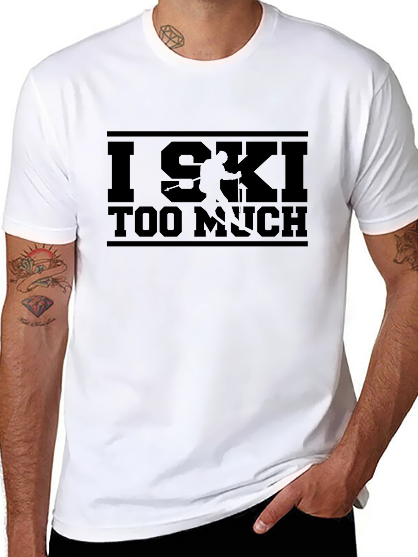 I Ski Too Much Graphic Tee - Black