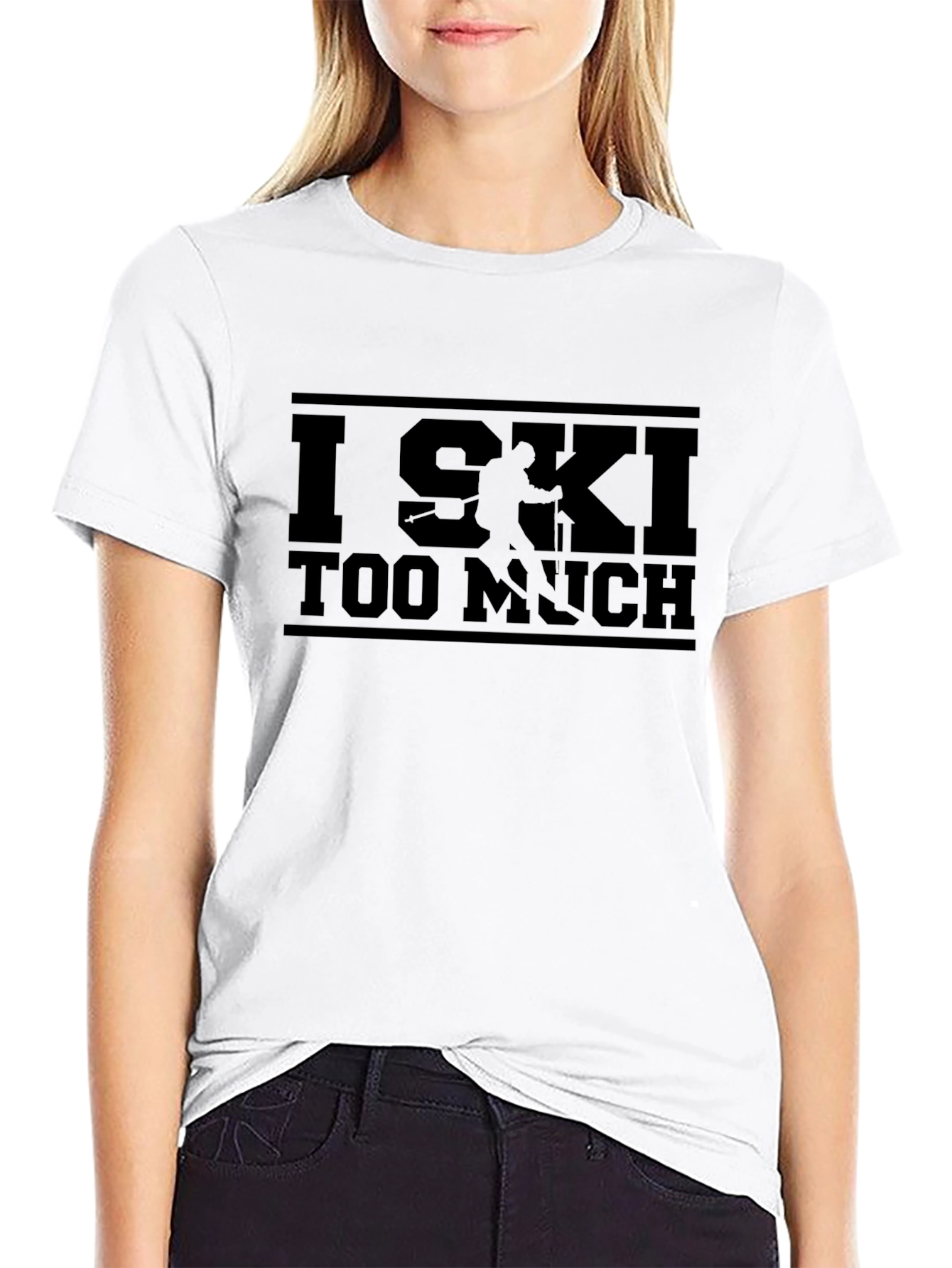 I Ski Too Much Graphic Tee - Black
