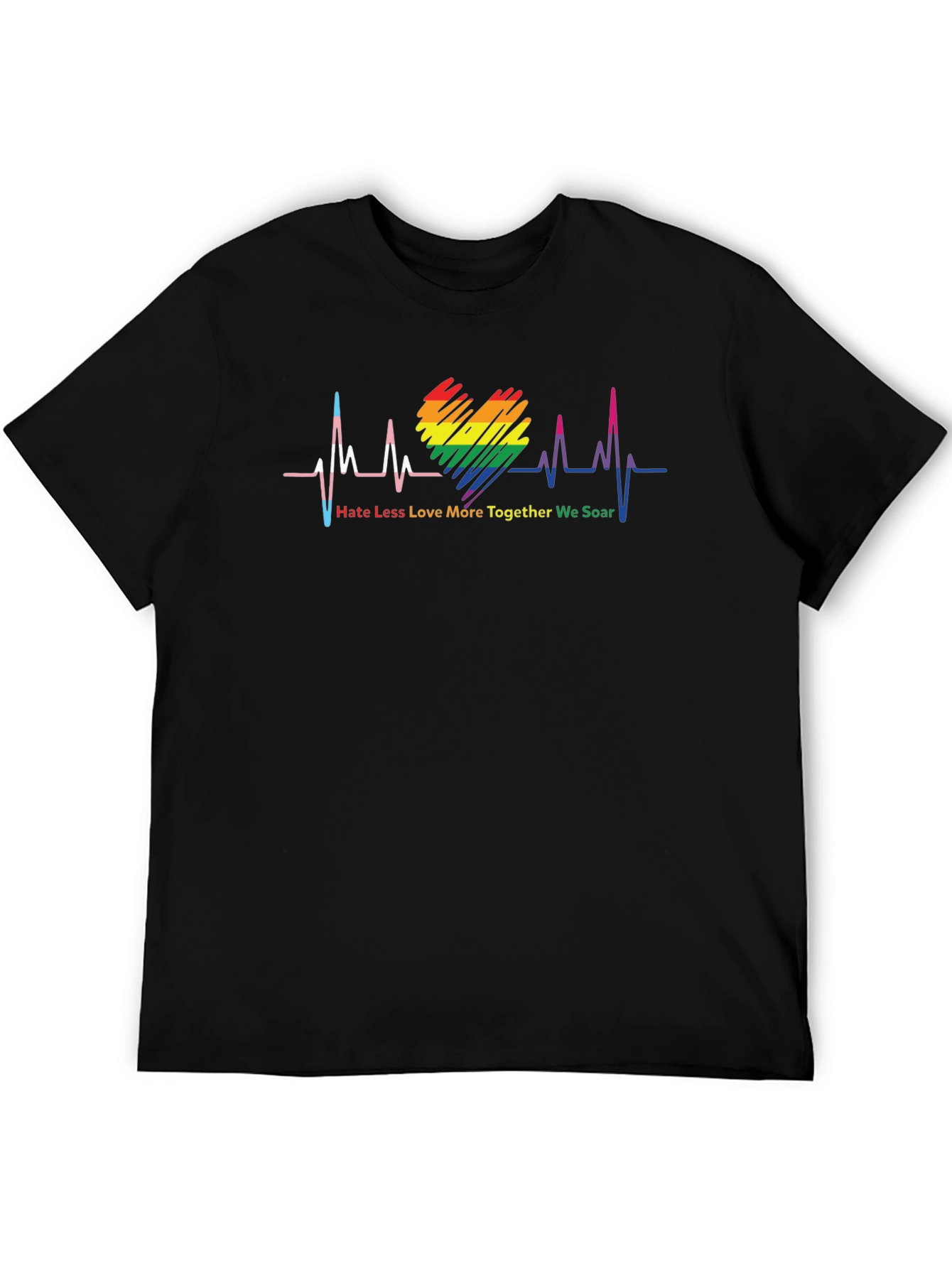 LGBTQ+ Heartbeat T-Shirt: Hate Less Love More