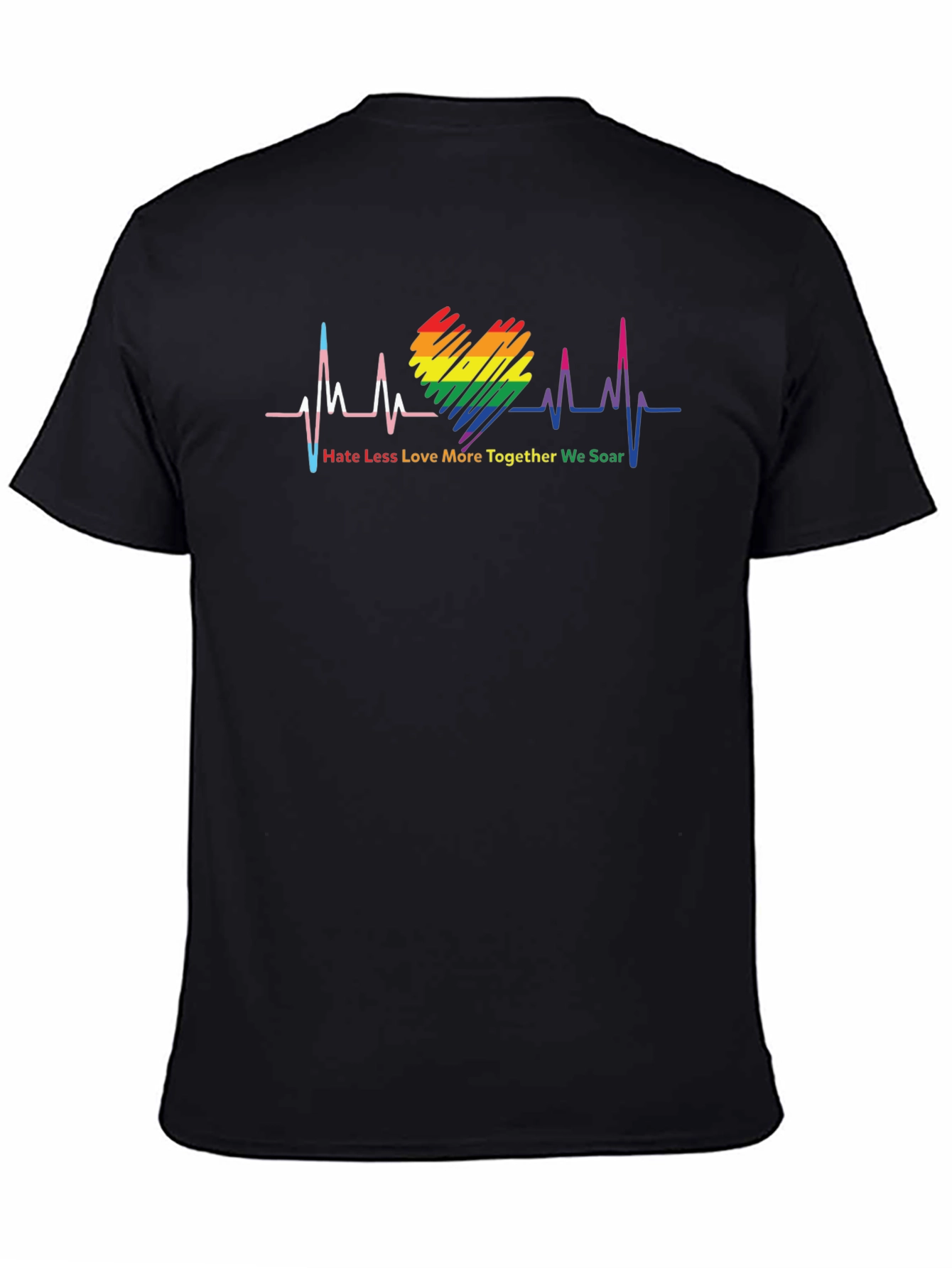 LGBTQ+ Heartbeat T-Shirt: Hate Less Love More
