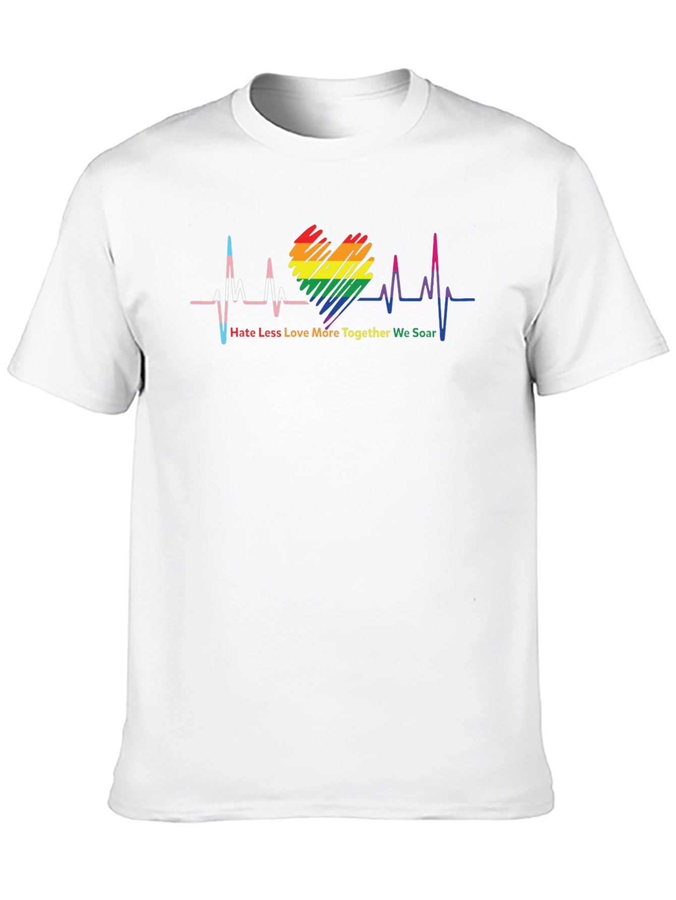LGBTQ+ Heartbeat T-Shirt: Hate Less Love More