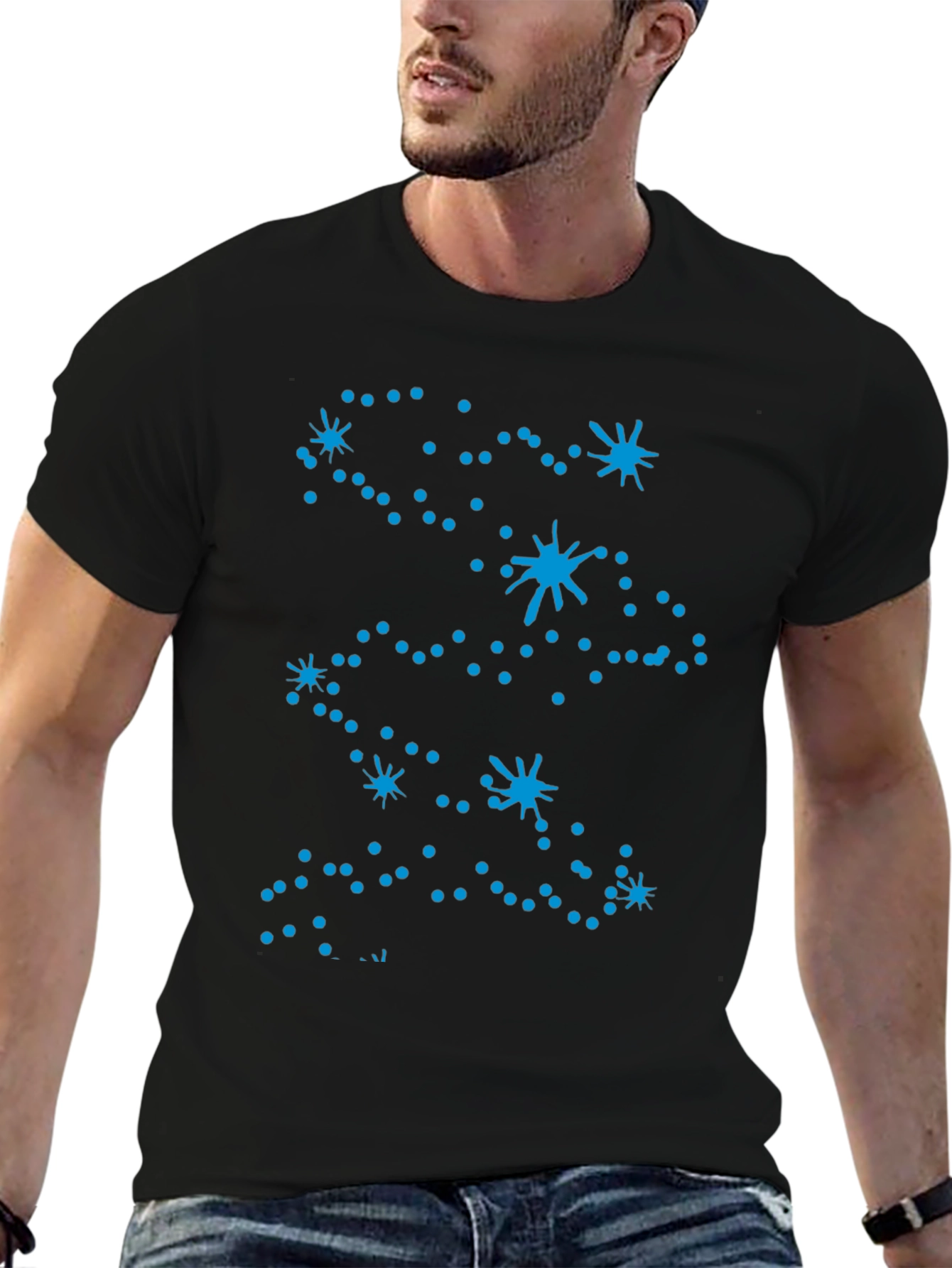 Celestial Constellation Print Black Tee