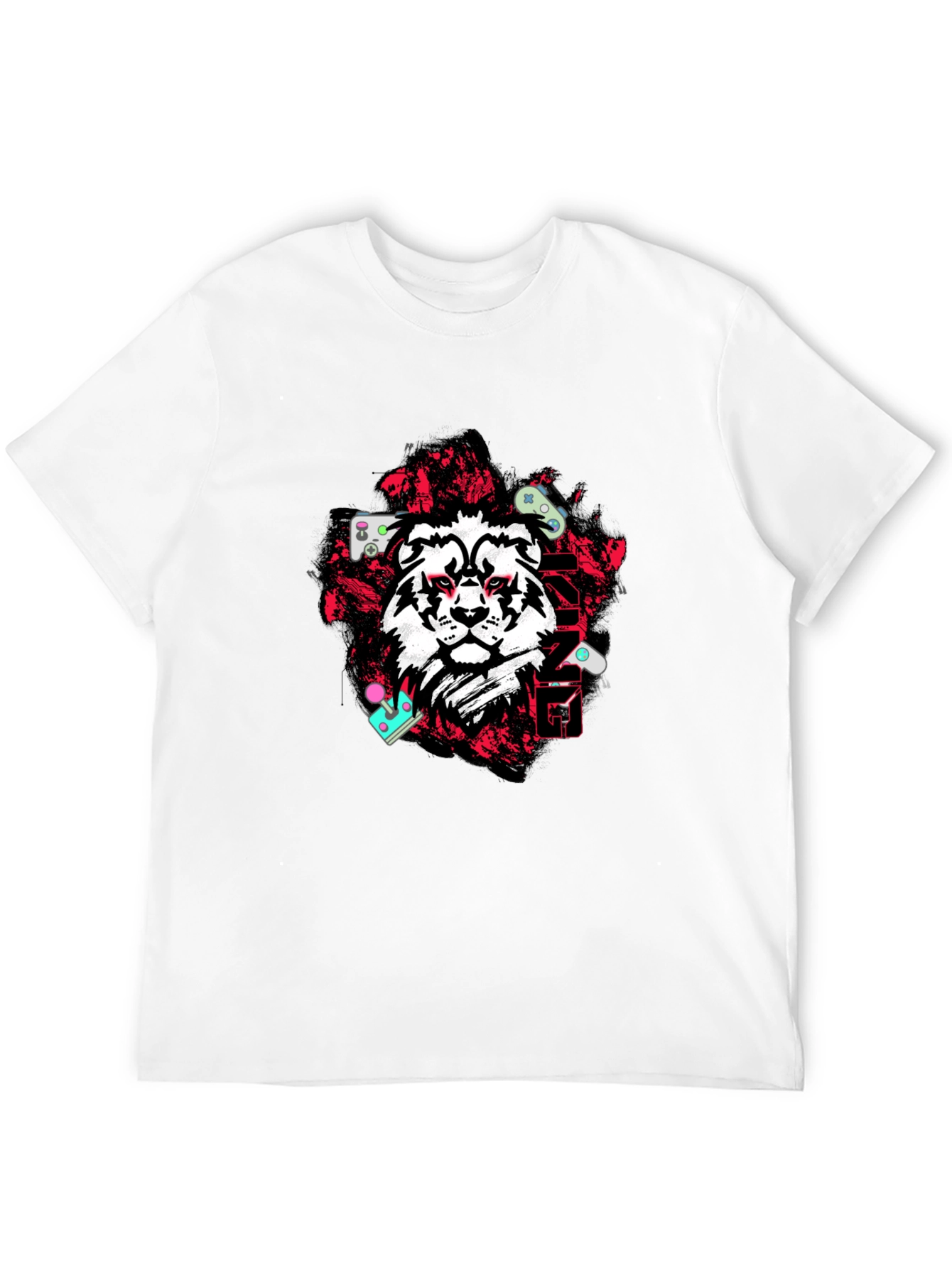 Lion Gamer Graphic Tee - Black Cotton Blend