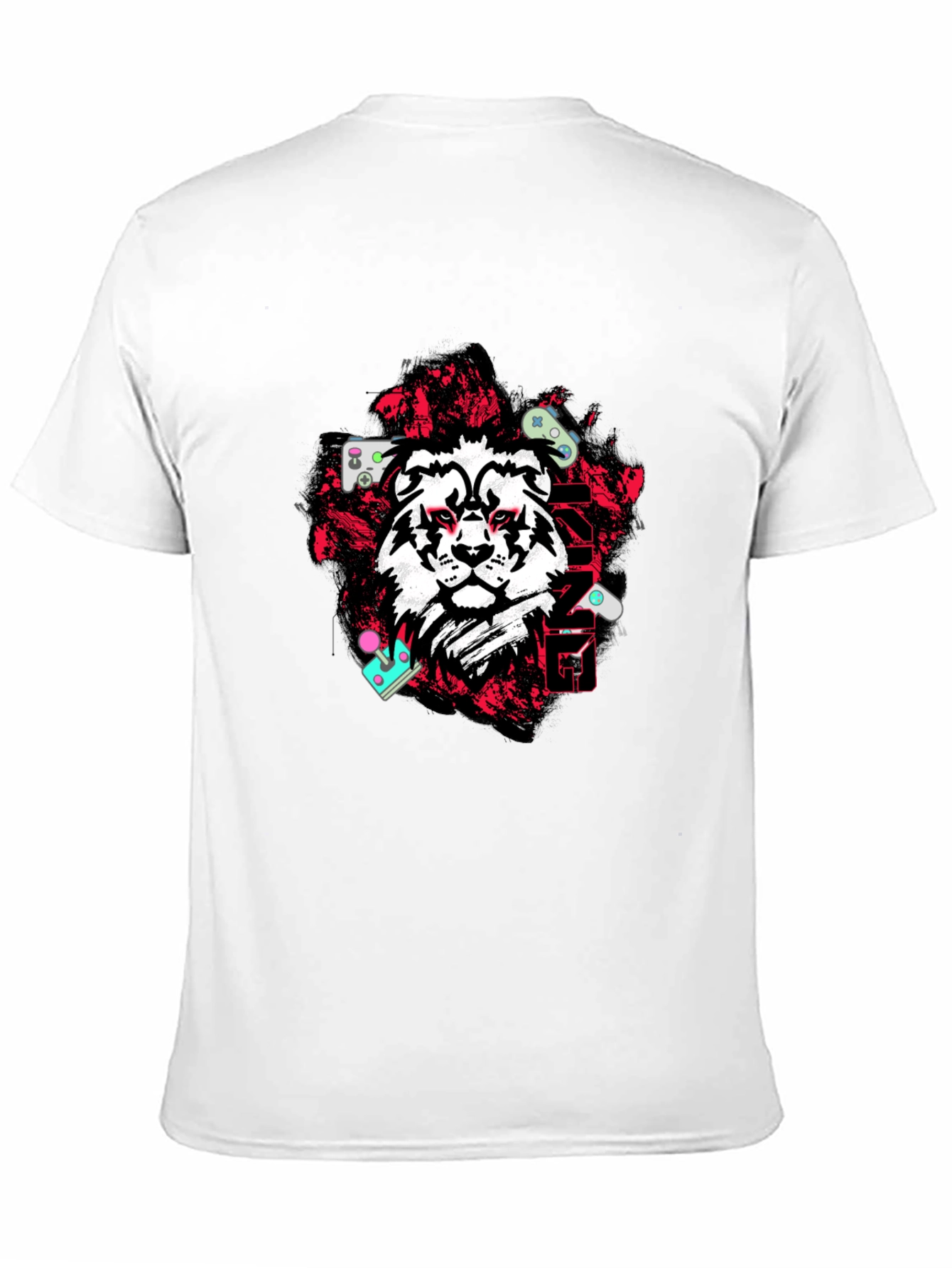 Lion Gamer Graphic Tee - Black Cotton Blend