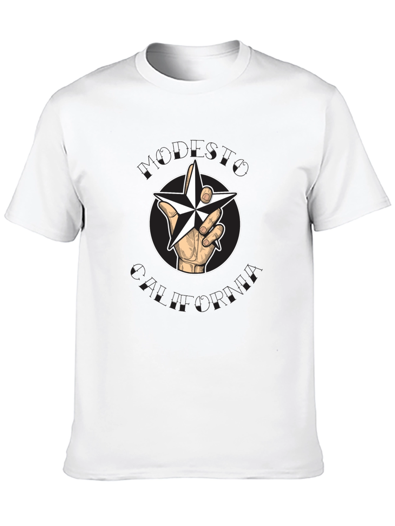 Star Hand T-Shirt - Graphic Print Cotton Tee