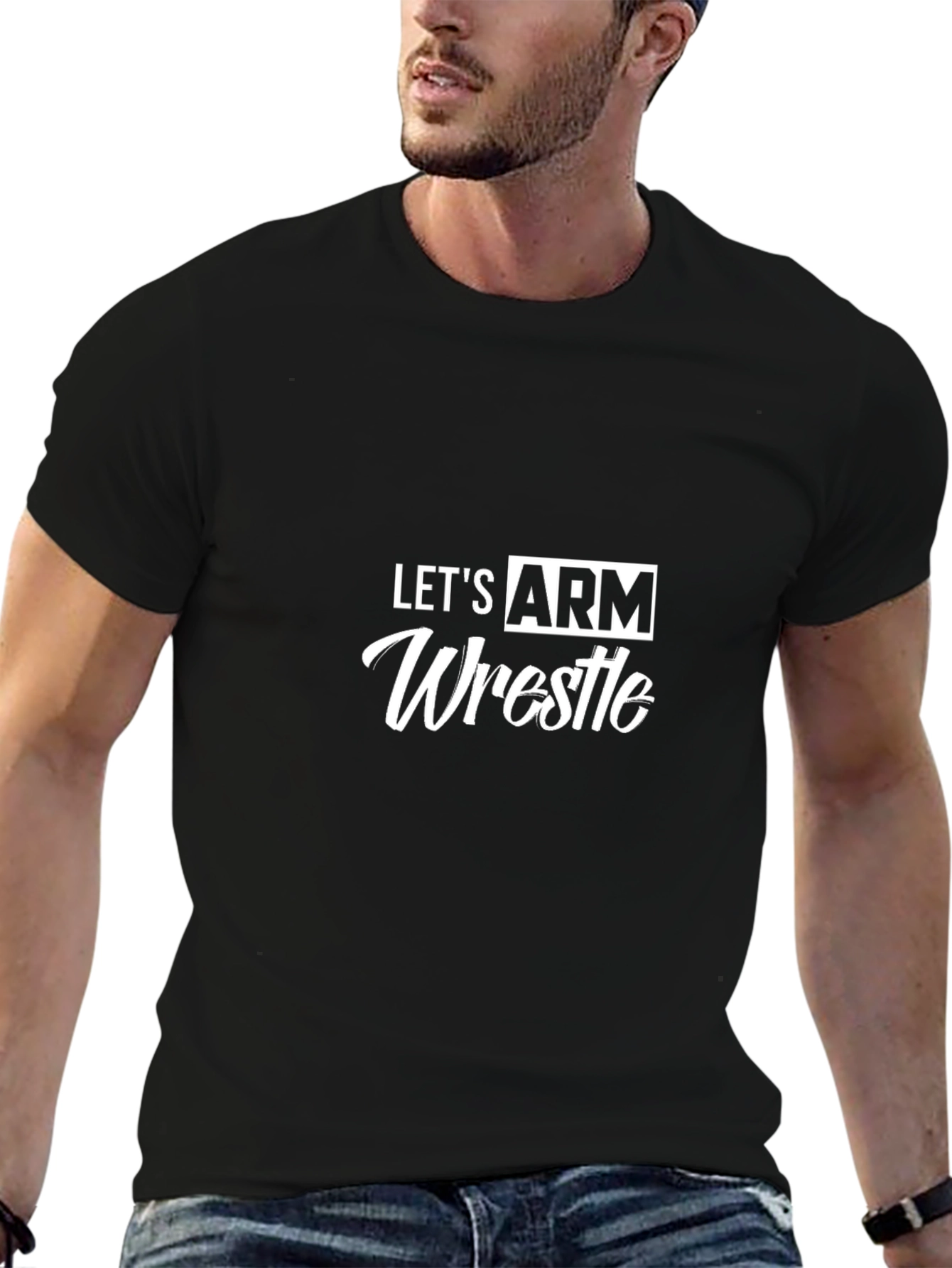 Lets Arm Wrestle Black Graphic Tee