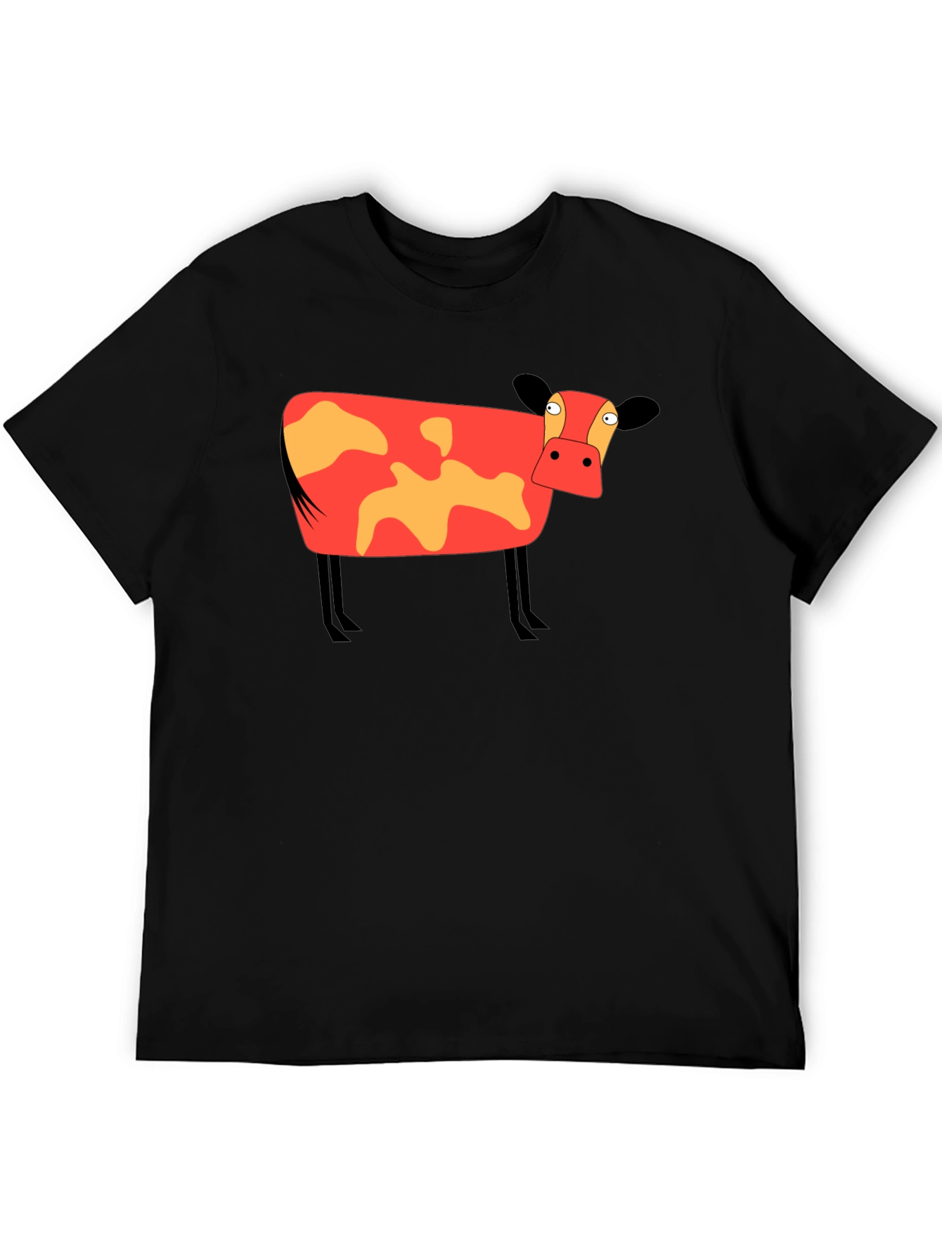 Cartoon Cow Graphic Tee - Unisex Black T-Shirt