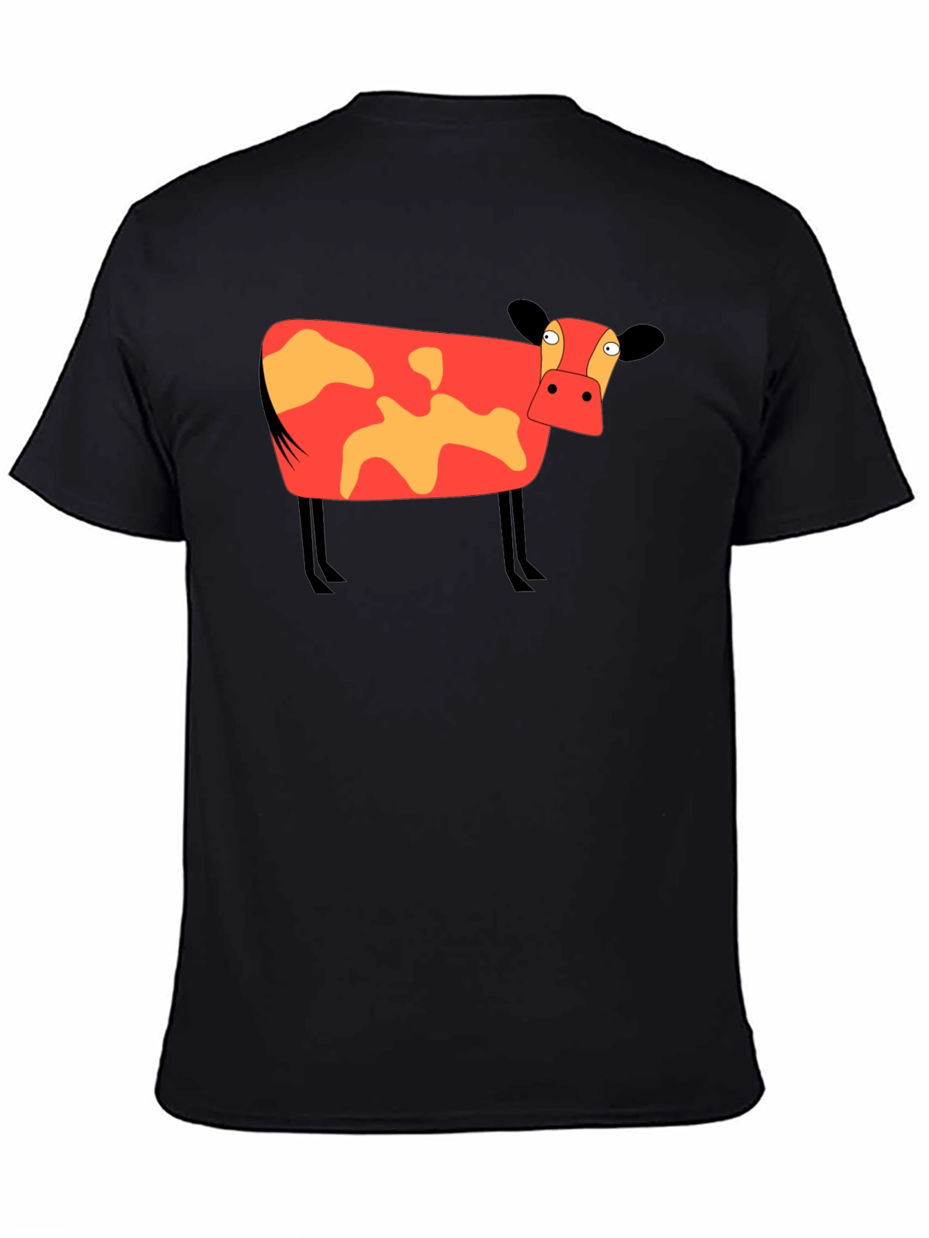 Cartoon Cow Graphic Tee - Unisex Black T-Shirt
