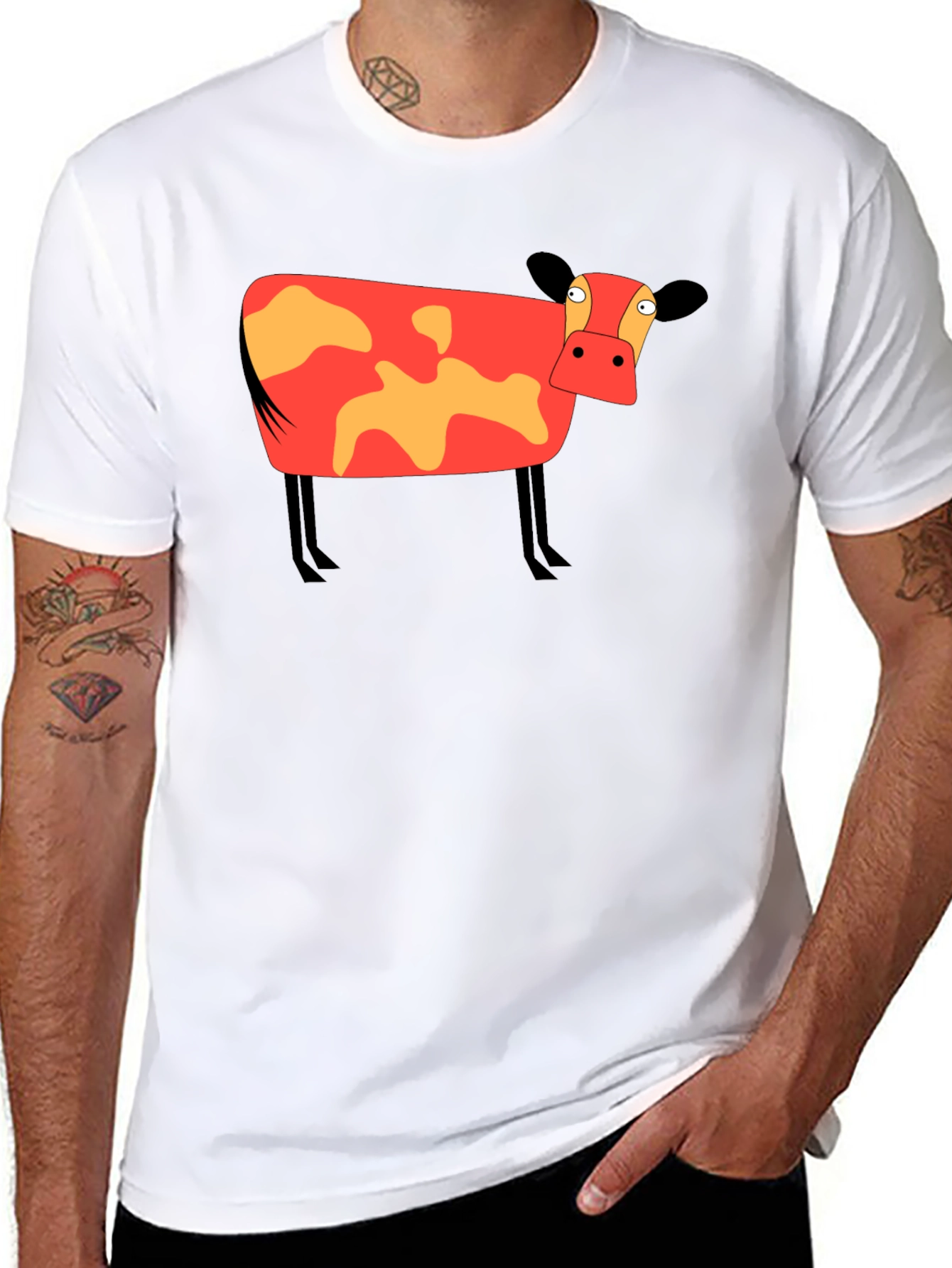 Cartoon Cow Graphic Tee - Unisex Black T-Shirt