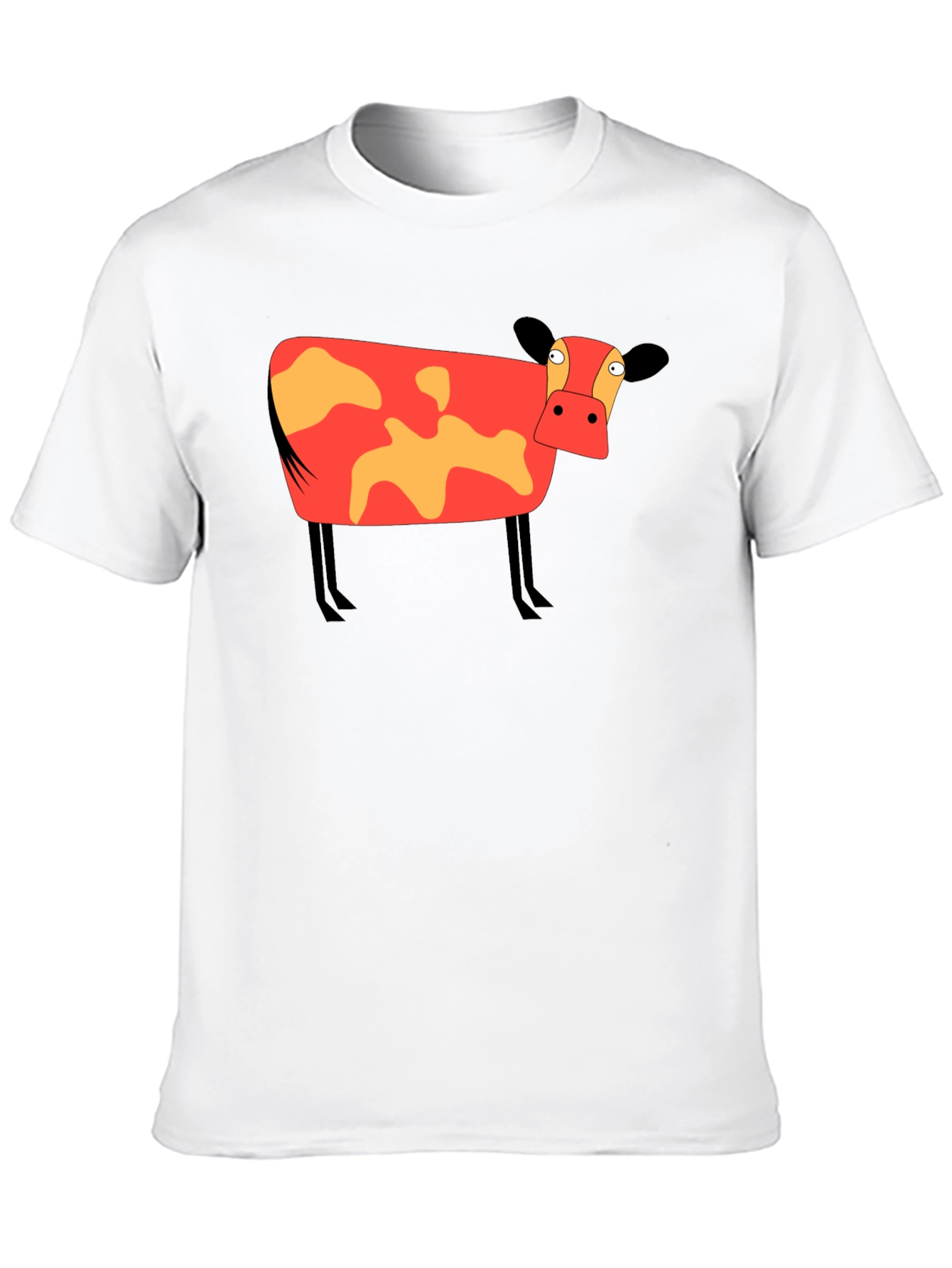 Cartoon Cow Graphic Tee - Unisex Black T-Shirt