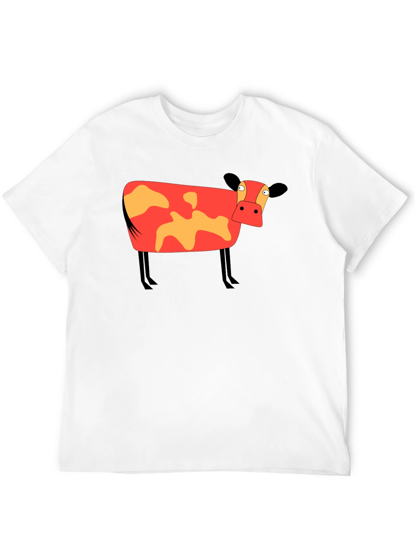 Cartoon Cow Graphic Tee - Unisex Black T-Shirt