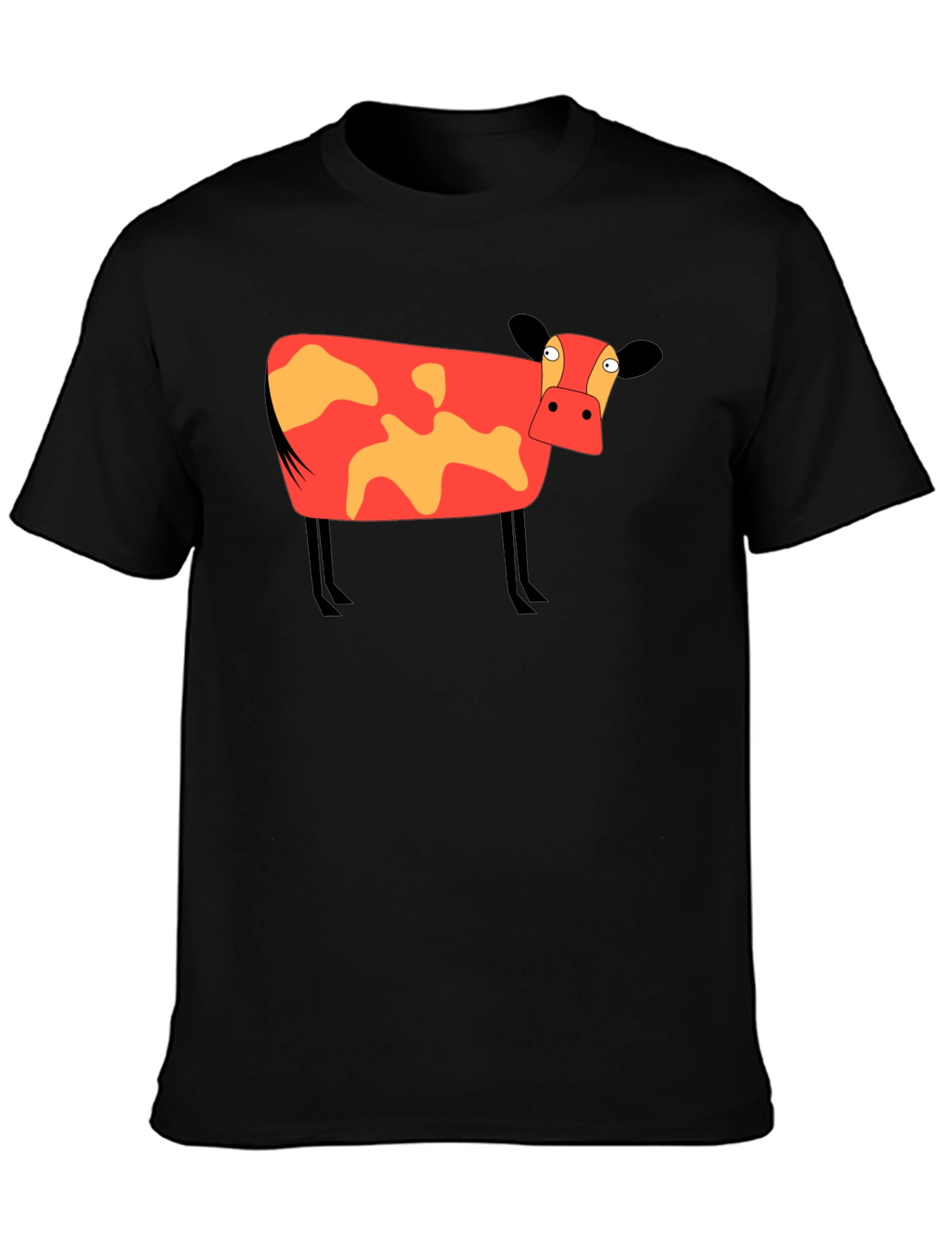 Cartoon Cow Graphic Tee - Unisex Black T-Shirt