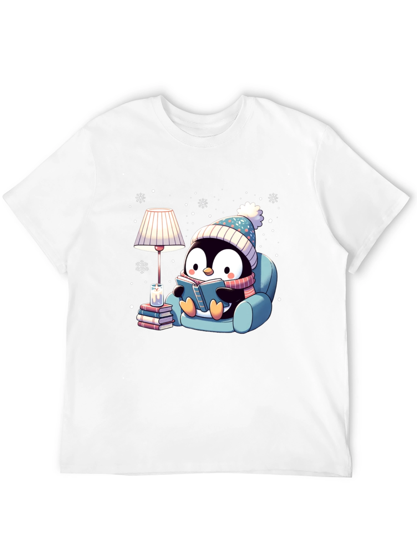 Cozy Penguin Reading Book Graphic Tee