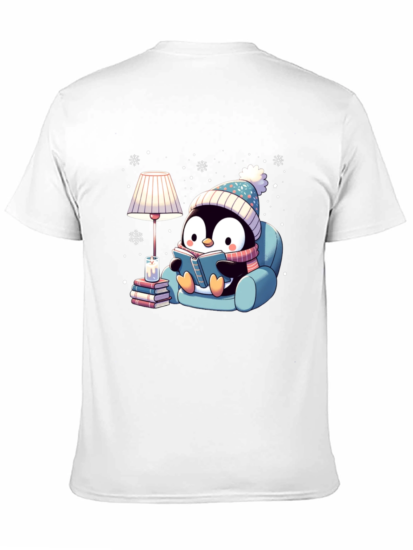 Cozy Penguin Reading Book Graphic Tee