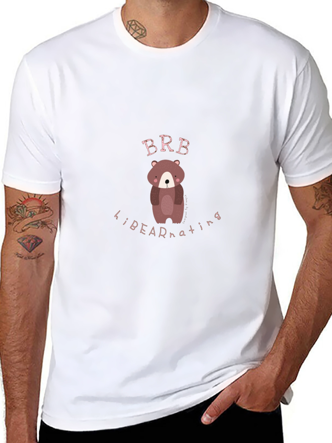 Bear Hibernating Black Graphic Tee