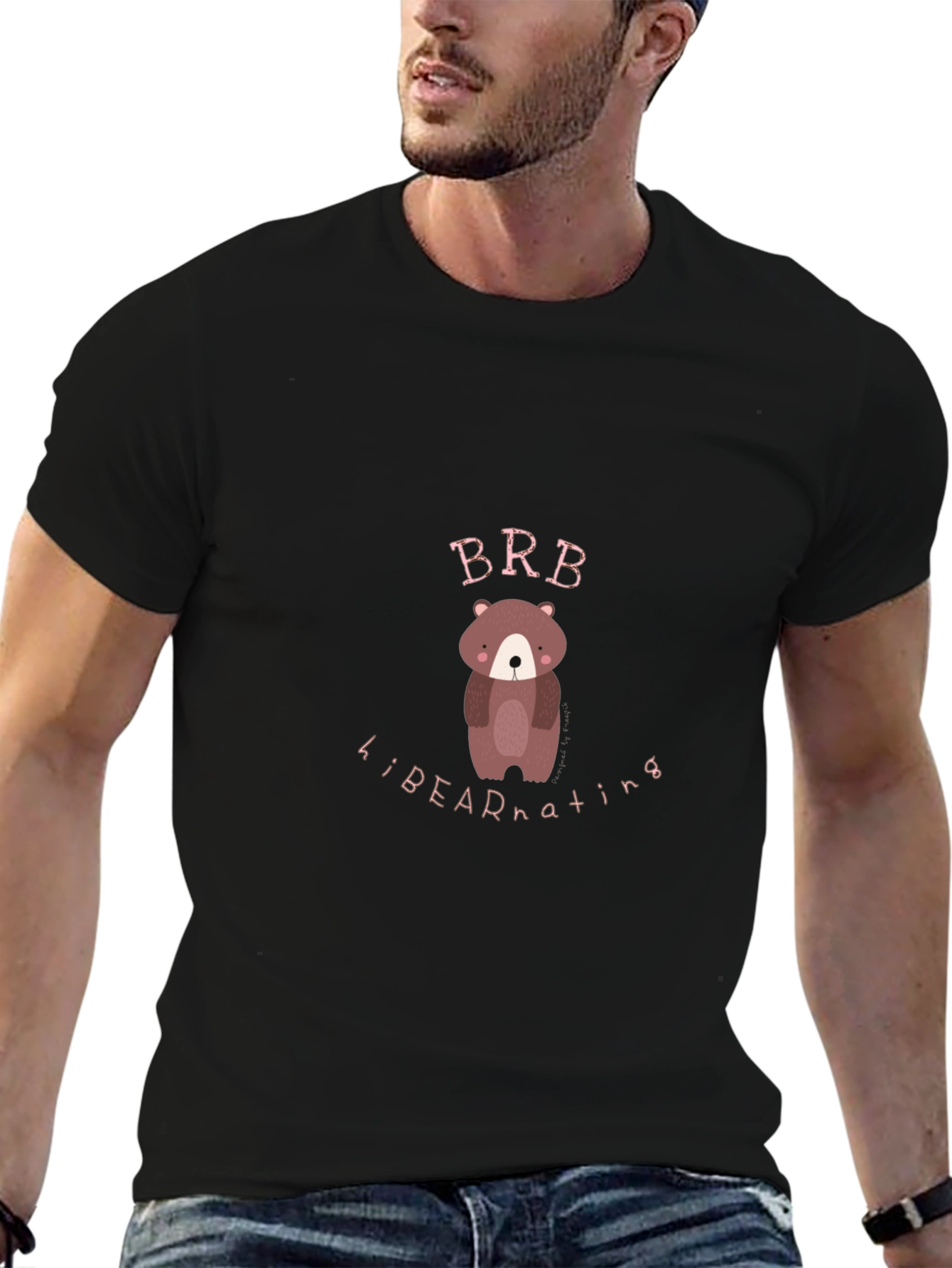 Bear Hibernating Black Graphic Tee
