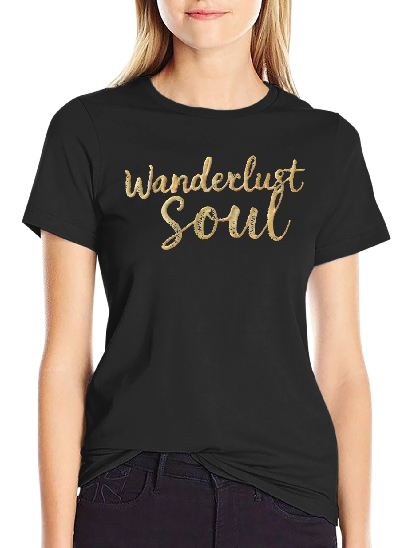 Wanderlust Soul Graphic Tee - Black Crew Neck