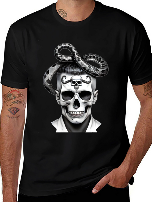 Skull & Snake Graphic Tee - Edgy Style