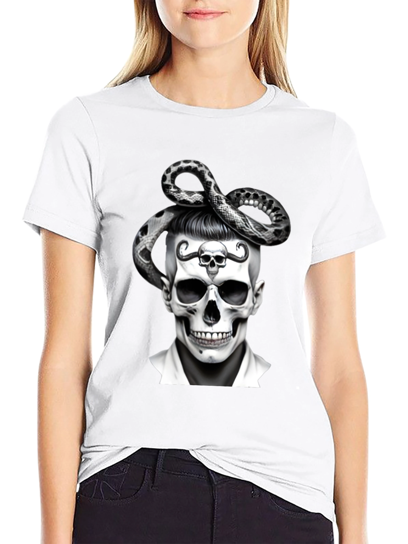 Skull & Snake Graphic Tee - Edgy Style