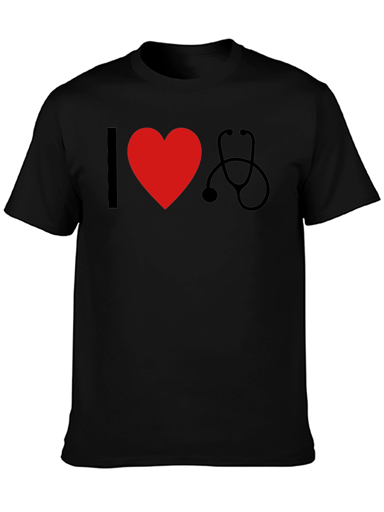 I Heart Stethoscope Black T-Shirt - Medical Love