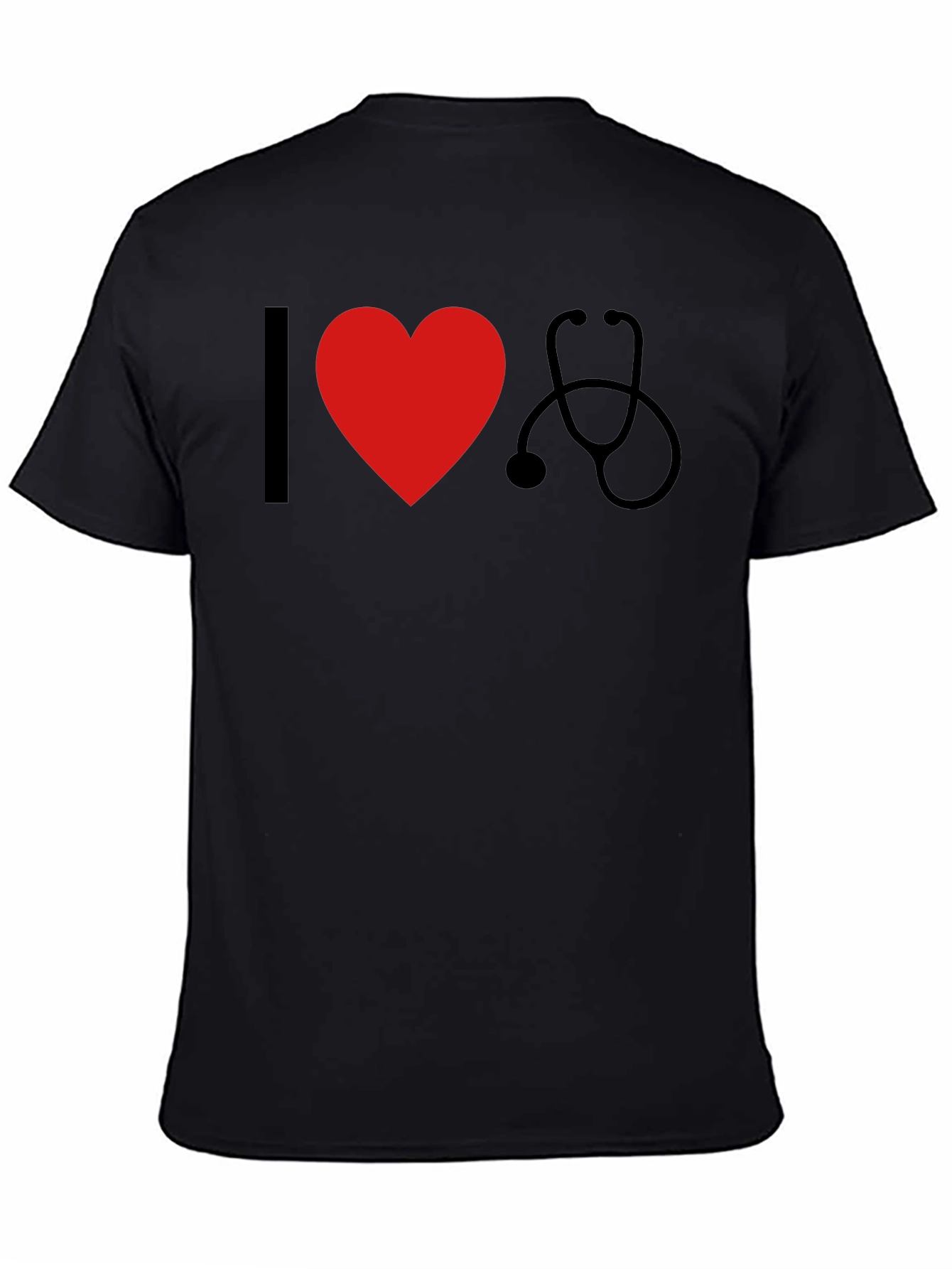 I Heart Stethoscope Black T-Shirt - Medical Love