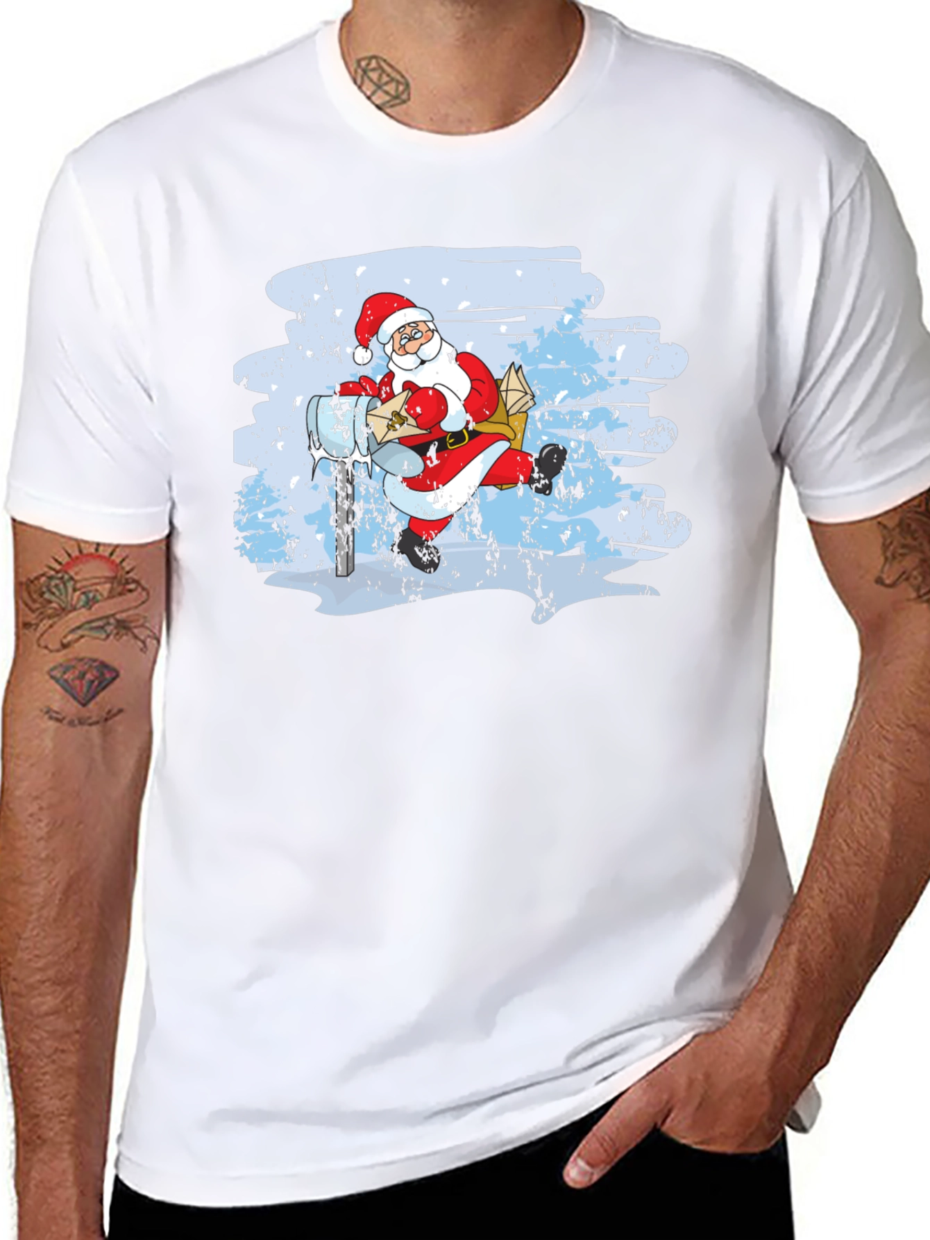 Santa on Scooter Graphic Tee - Holiday Cheer