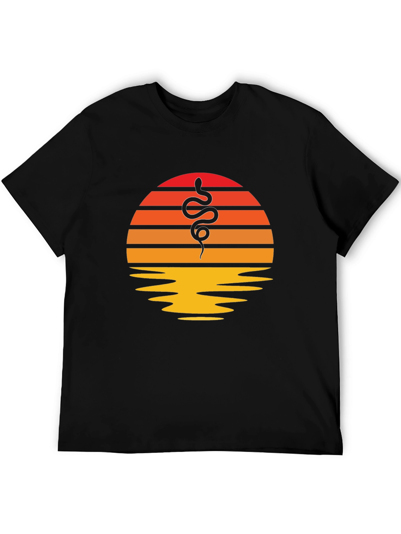 Retro Sunset Snake Graphic Tee - Classic Style