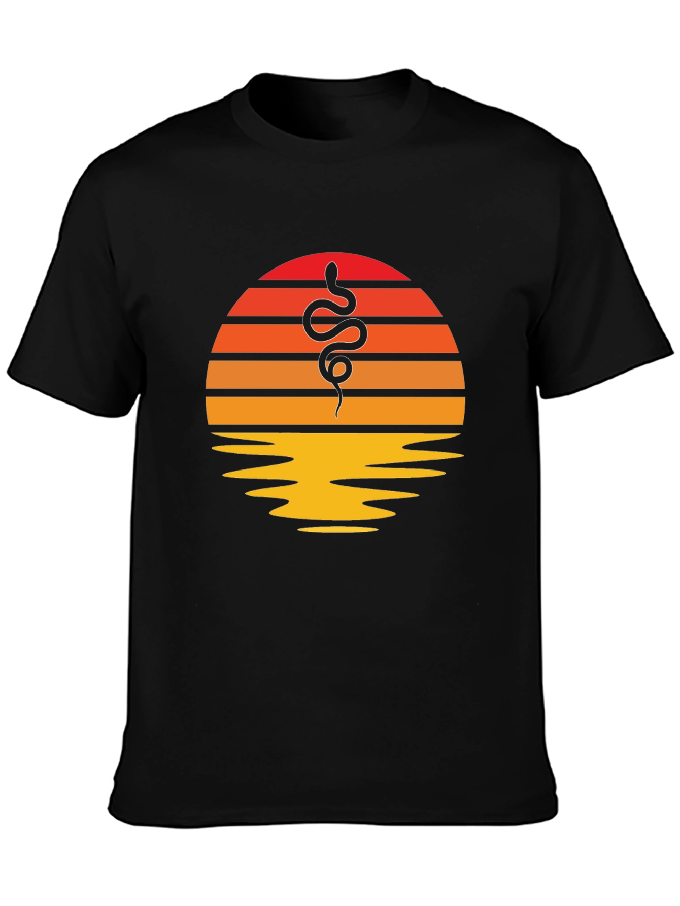 Retro Sunset Snake Graphic Tee - Classic Style