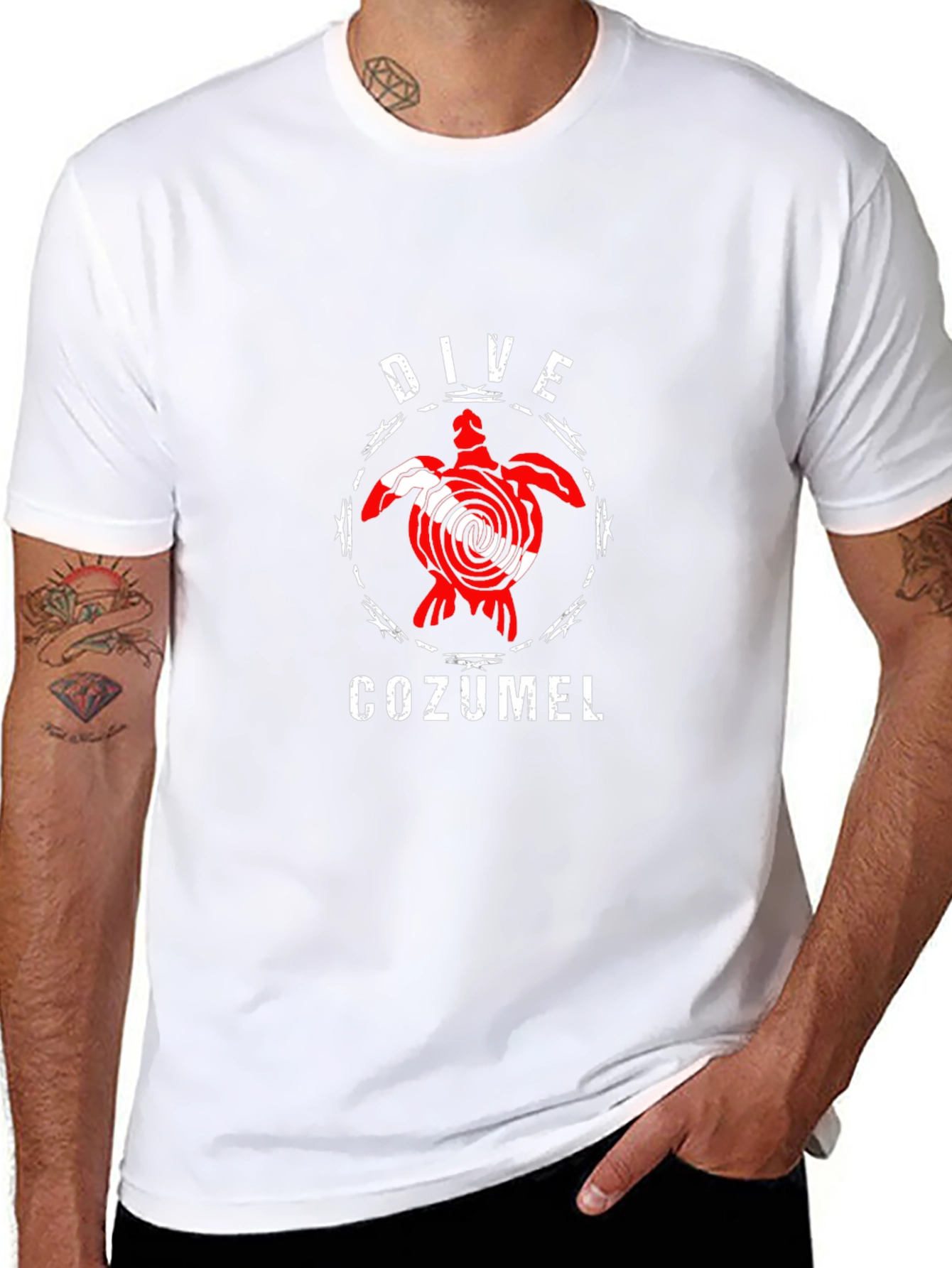 Dive Cozumel Black T-Shirt - Turtle Design