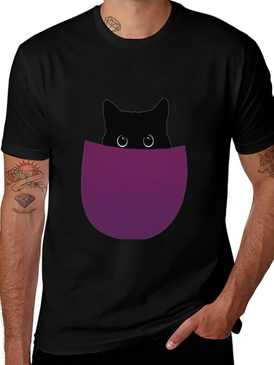 Black Cat Pocket T-Shirt - Mens Graphic Tee