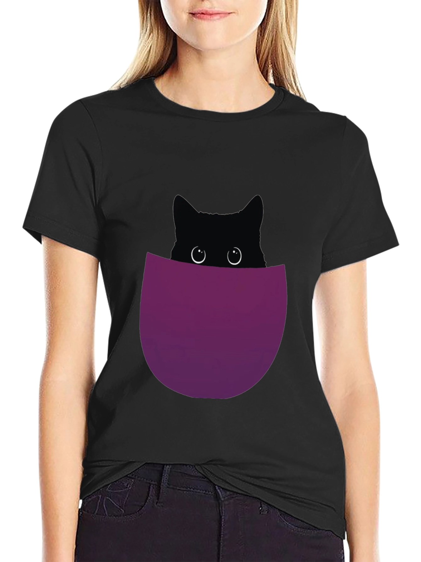 Black Cat Pocket T-Shirt - Mens Graphic Tee