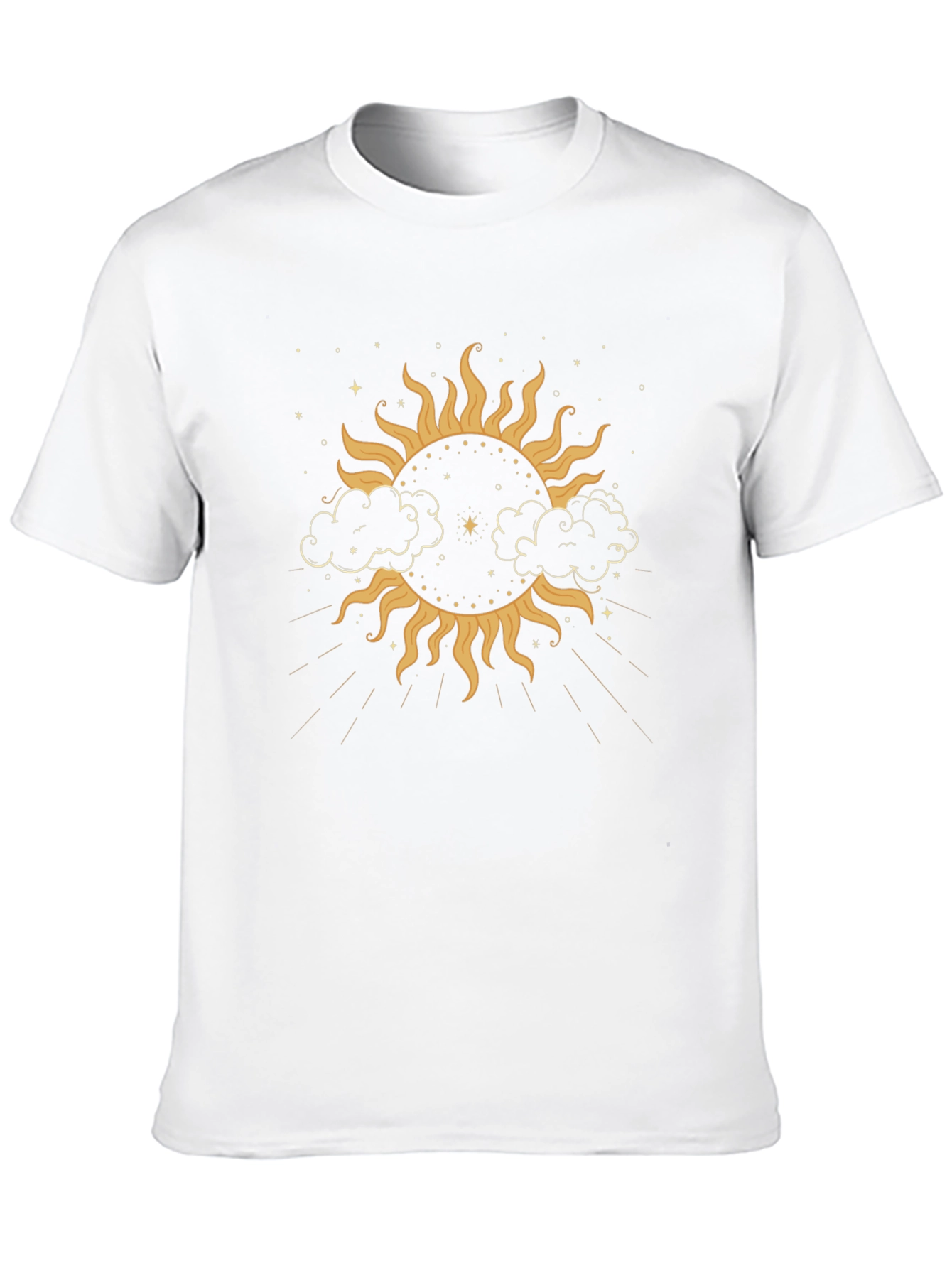 Celestial Sun & Clouds Graphic T-Shirt - Black